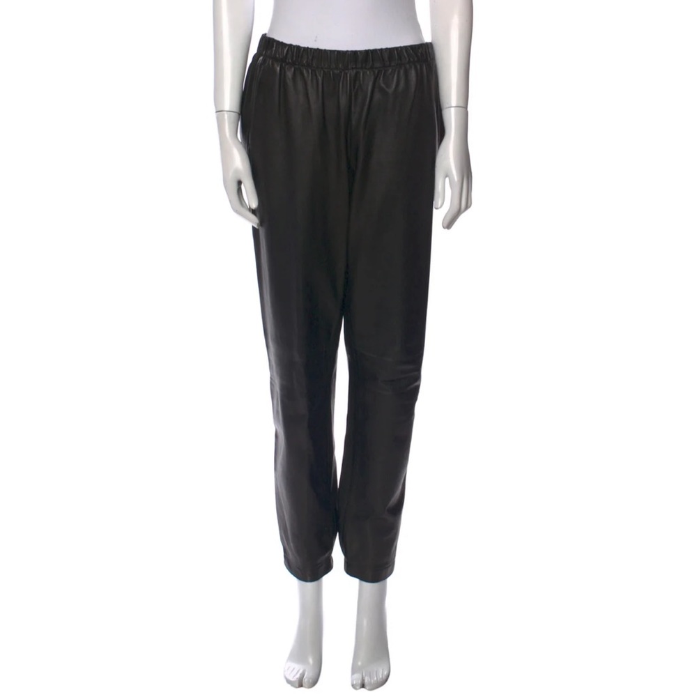 VINCE Black Leather Relaxed Elastic Waist Jogging Pants S - Picture 10 of 16